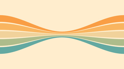 Wall Mural - abstract background of rainbow groovy wavy line design in 1970s hippie retro style. vector pattern r