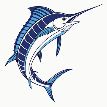 Marlin  fish vector illustration perfect for posters, icon, t-shirts, cards, wall art prints and ai design.