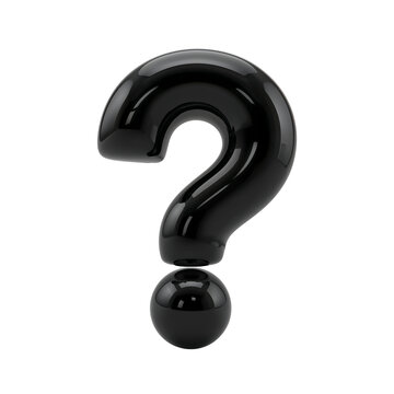 Glossy question mark, reflecting light, floating in transparent conceptual space