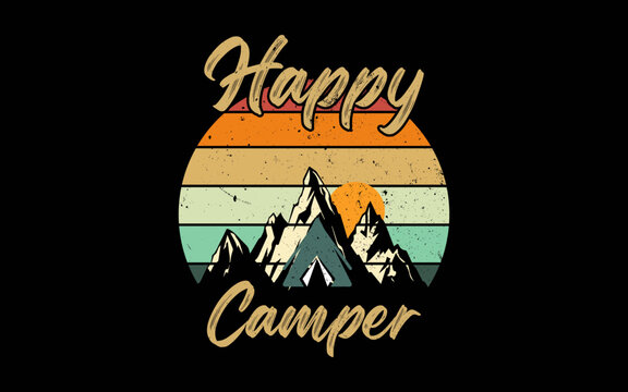 Funny Camping Hiking Lover Present Happy Camper Gift svg t-shirt quotes design