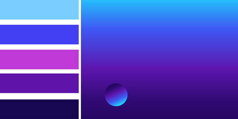Poster - Vibrant dark purple and blue color gradient background vector design with palette.EPS10
