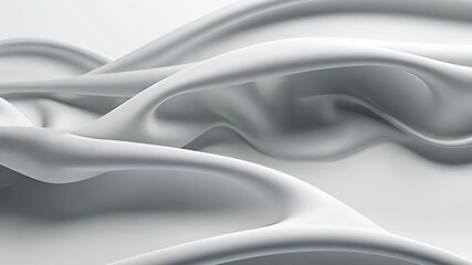 Poster - Abstract silky smooth flowing metallic waves in monochrome grayscale