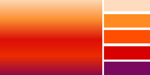 Poster - Orange red gradient background with color palettes, vector design