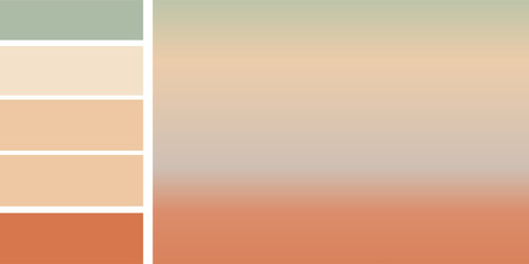 Poster - Soft mint green and light brown terracotta beige gradient background with color palette.