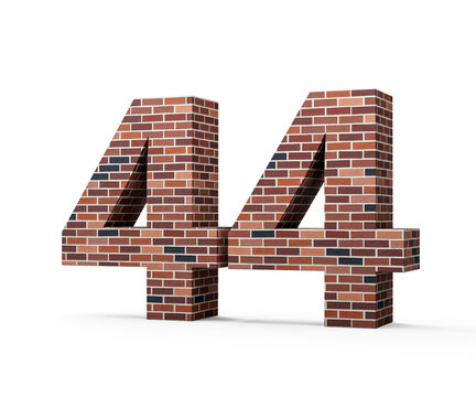Bricks Wall Number Forty Four 44 Digit Made Of Colored Wall Of Bricks 3D Illustration