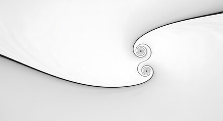 Poster - Abstract monochrome rendering of two spirals connected at their centers, forming a flowing, wave-like shape against a white background.