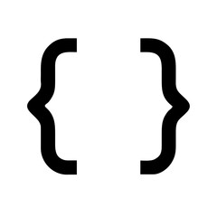 Poster - bold outline icon of curly braces, ideal for websites or blogs related to coding, programming, or development. The style is line art.