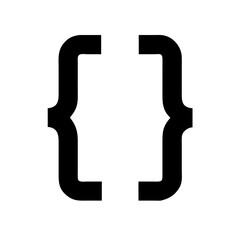 Poster - bold outline icon of curly braces, ideal for websites or blogs related to coding, programming, or development. The style is line art.