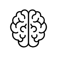 Poster - simple outline icon of a human brain, ideal for websites or blogs related to thought, intelligence, education, or mental health. The style is line art.
