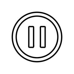 Poster - simple outline icon of a pause symbol within a circle, ideal for websites or blogs indicating media control, breaks, or temporary stops. The style is line art.