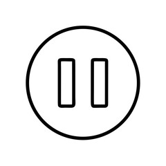 Poster - simple outline icon of a pause symbol within a circle, ideal for websites or blogs indicating media control, breaks, or temporary stops. The style is line art.