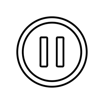 simple outline icon of a pause symbol within a circle, ideal for websites or blogs indicating media control, breaks, or temporary stops. The style is line art.