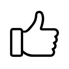 Poster -  simple outline icon of a hand with a thumbs up gesture, ideal for websites or blogs indicating likes, approval, or positive feedback. The style is line art.