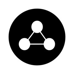 Poster - A minimalist vector icon showing a network of three connected nodes, representing sharing, structure, and collaboration.