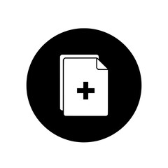 Poster - A minimalist vector icon shows a white document with a plus symbol, representing creating a new file or adding a page.