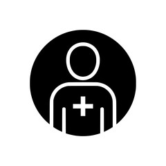 Poster - This vector icon features a person's vector with a plus sign, symbolizing a patient, healthcare, or a new user.