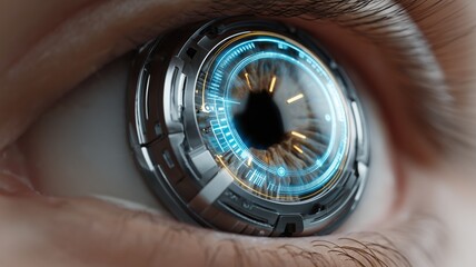 Poster - Biometric technology enhances security through advanced AI eye and fingerprint recognition system
