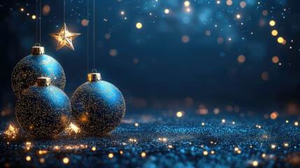 Wall Mural - wireframe christmas balls in low poly style as abstract modern 3d vector illustration on blue backgr