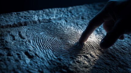 Poster - Biometric technology showcases fingerprint recognition in dark ambiance