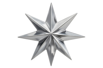 Aufkleber - Metallic eight-pointed star gleaming on a transparent background, perfect for festive decorations or symbolic representations