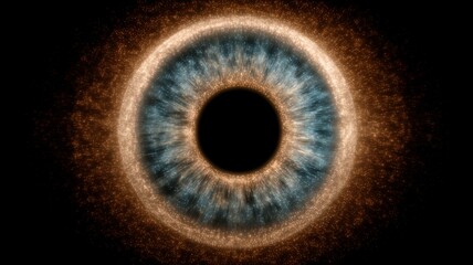 Poster - Biometric technology showcasing an eye design with fingerprint and digital elements