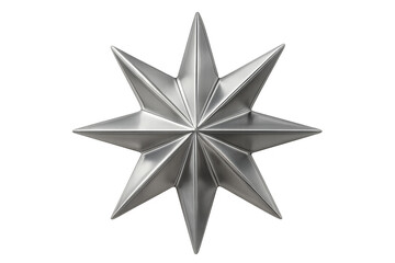 Aufkleber - Three-dimensional rendering of a brushed metal eleven-pointed star on a transparent background