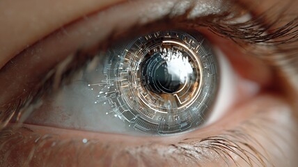 Poster - Biometric technology integration with eye scanning and fingerprint recognition in modern security systems