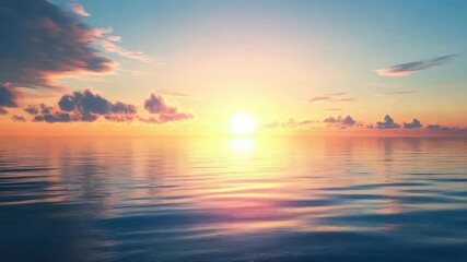 Wall Mural - tranquil ocean sunset with colorful sky and reflective water