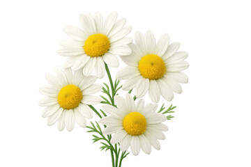 Poster - Pristine white daisies clustering together, delicate yellow centers radiating cheerful warmth against transparent backdrop