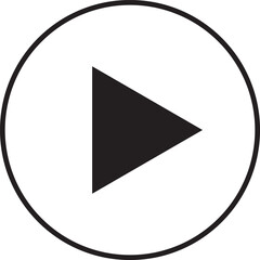 Poster - Black play button icon inside a white circle isolated on transparent background