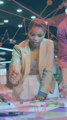 Poster - Animation of network of connections over diverse colleagues having meeting in office