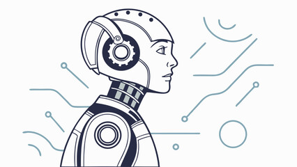 Futuristic Robot Profile Depicting Artificial Intelligence and Technology.