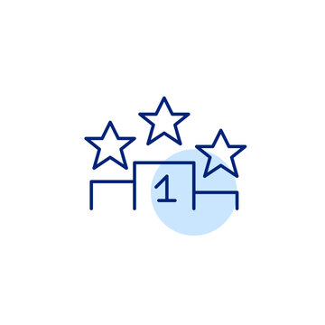 Champion podium and stars. Top performer, best in class. Pixel perfect, editable stroke vector icon