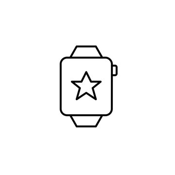 Smart watch and star. Premium technology, top-rated product. Pixel perfect, editable stroke vector icon