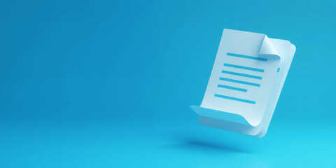 Poster - A stylized document with lines on a blue background in a minimalist design style on transparent background