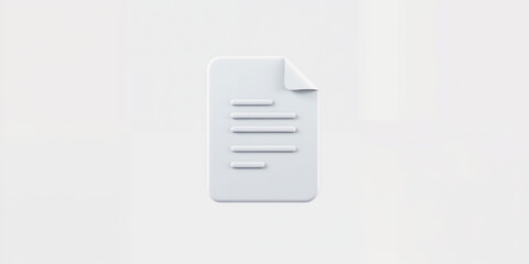 Poster - A minimalist rendering of a white document with lines on a white background plain style on transparent background