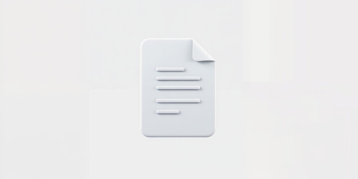 A minimalist rendering of a white document with lines on a white background plain style on transparent background