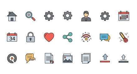 Fototapete - Hotel Icons Set in Vector Style for Web and Communication Use