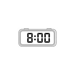 Poster - A black and white digital clock displaying eight o clock on a white background in a vector image