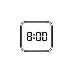 Poster - Digital clock displaying eight o clock inside a rounded square frame on a white background simple design