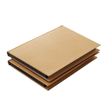 Two tan books stacked, showing spines