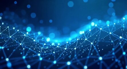 Poster - Digital network background with glowing nodes and connecting lines animation