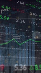 Poster - Animation of financial data processing over caucasian man using laptop