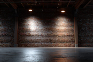 Poster - Empty brick wall with two lights for your next project 