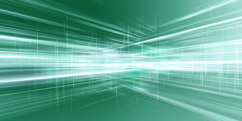 Poster - Abstract light trails in a vibrant green space, creating a sense of movement and futuristic energy