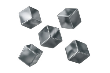 Aufkleber - Five metallic cubes rotating on a transparent background, perfect for any project needing a touch of modern elegance