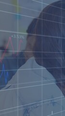 Poster - Animation of data processing over diverse business people in office