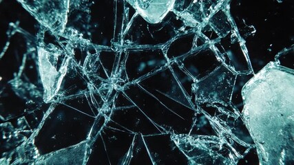 Poster - Abstract Broken Glass Texture with Sharp Edges and Intricate Patterns Under Bright Light