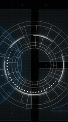 Poster - Animation of interface with round scanner, spinning globe and data processing on black background