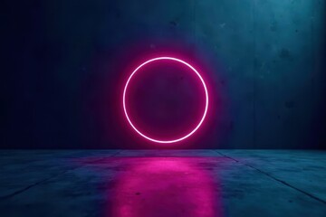 Wall Mural - a large pink circle is lit up in a dark room